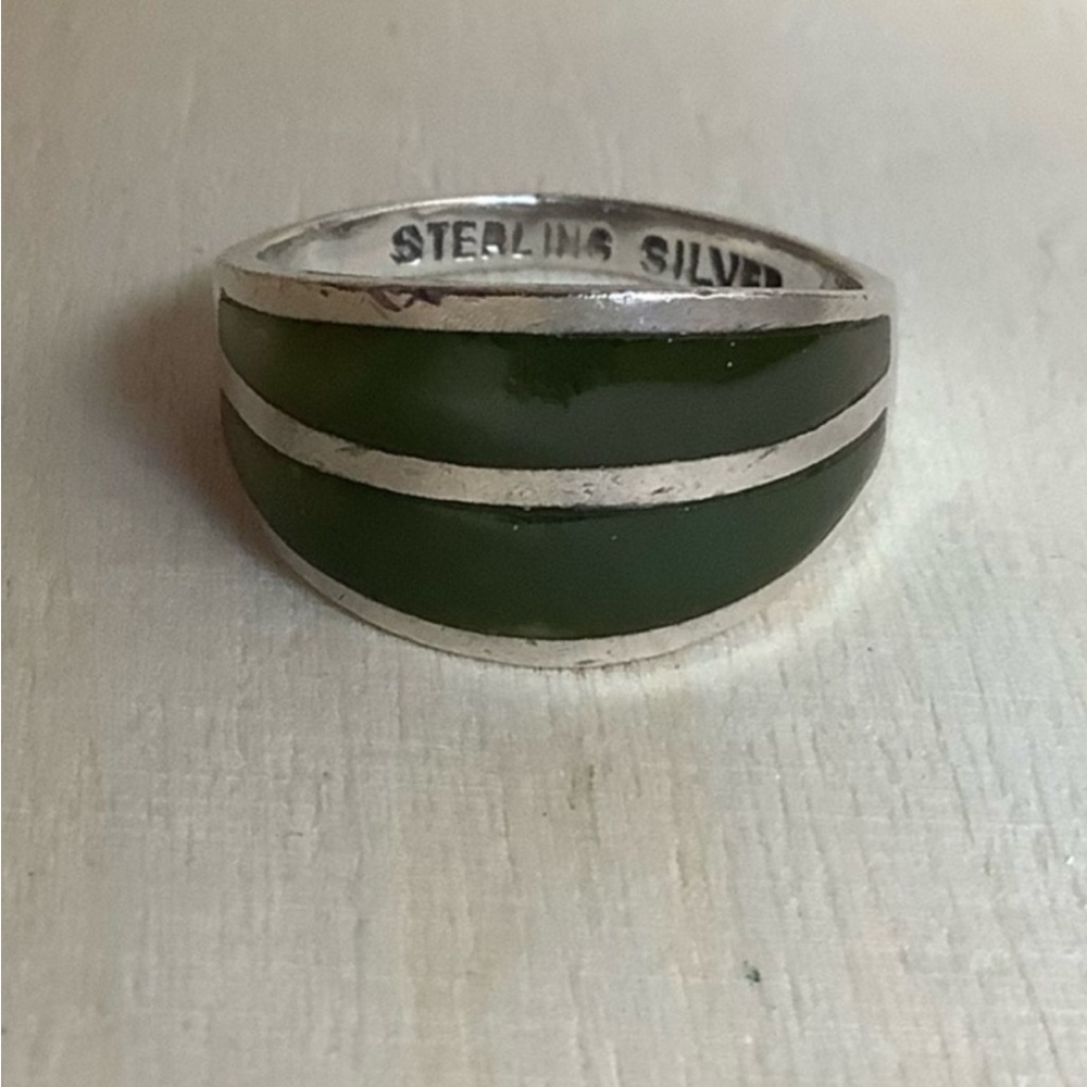 New vintage jade sterling silver cocktail ring